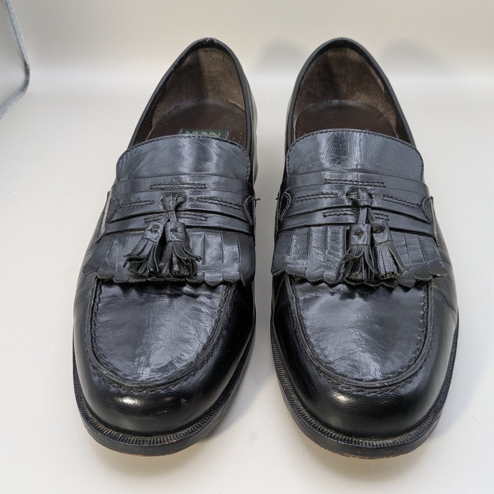 Vintage Nunn Bush Dress Flex Black Leather Kiltie Tassel Loafers Size 9.5 M